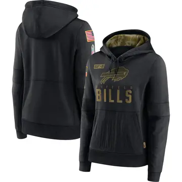 2020 Men's Buffalo Bills Olive Salute Service Sideline Therma Pullover- Hoodie